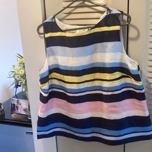 Hobbs Button Up Back Sleeveless Stripped Top.  Size 12.